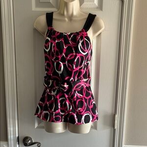 Vesti Pink and Black Patterned Tank Top